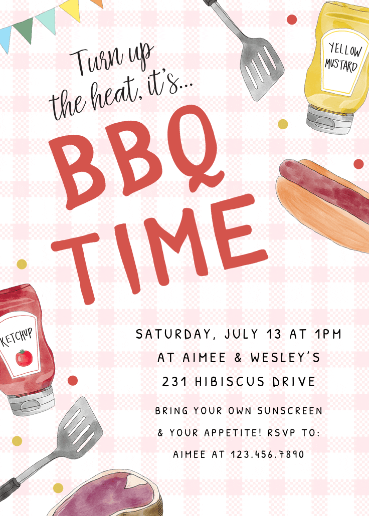 Turn up the heat - bbq party invitation